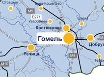 Карта Гомельской области