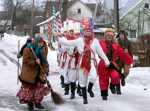 Festive procession down a village street