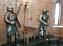A hall at the Kamenets Tower museum dedicated to the armor of the late 13th – early 16th centuries