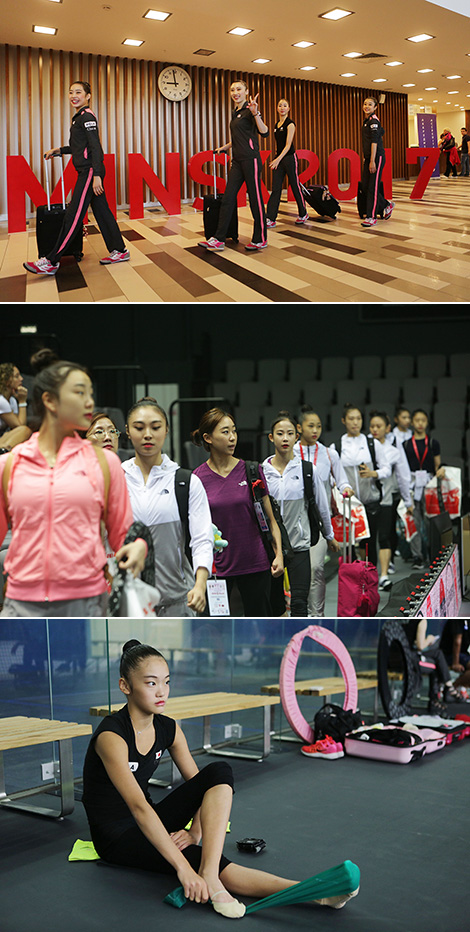 Japan's national team, one of the strongest in the world, during a practice session in Minsk