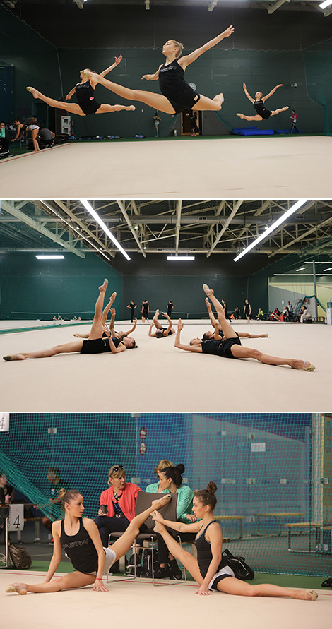 Bulgarian athletes during a practice session