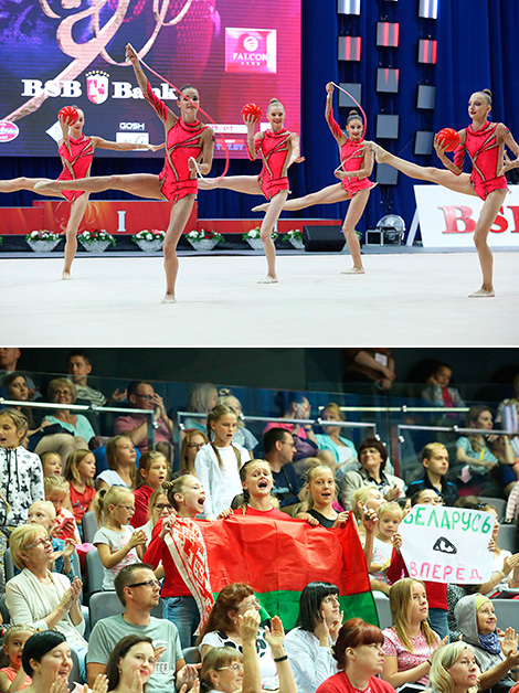 Финальные соревнования этапа Кубка мира по художественной гимнастике в Минске. Групповые упражнения