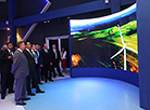 Belarus Prime Minister Andrei Kobyakov and Kazakhstan Prime Minister Bakytzhan Sagintayev tour the National Pavilion of Belarus