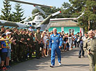 Air Force Day at the Borovaya airfield with the cosmonaut Oleg Novitsky