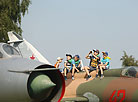Festive air show in honor of Air Force Day at the Borovaya airfield