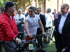 Ministers and diplomats take part in a bike ride across picturesque places of Augustow Canal 