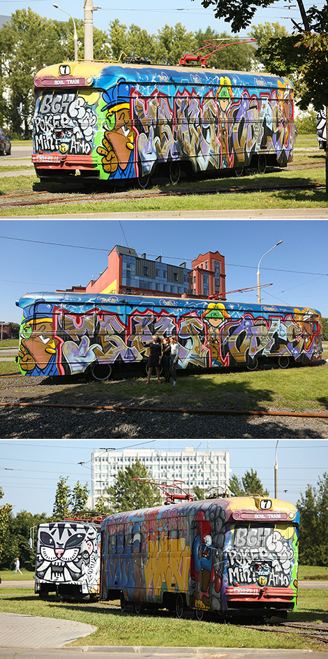 “Brazilian” vintage trams in Oktyabrskaya Street