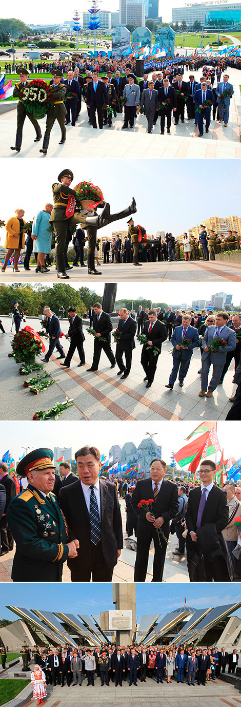 Ceremony to lay flowers to Minsk Hero City stele