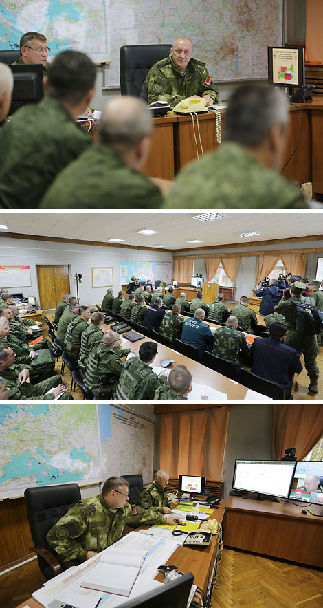 A media briefing in the strategic planning and tactical command center