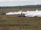 Troops mark the front line of defense with smokescreen