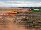 Troops mark the front line of defense with smokescreen