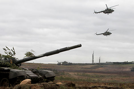 Belarusian Mi-8 helicopters in flight