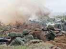 An episode of the Zapad 2017 army exercise in the Borisovsky exercise area