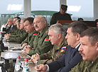 Alexander Lukashenko watches progress of the Zapad 2017 exercise in the Borisovsky exercise area