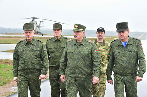 Belarus President Alexander Lukashenko attends the Zapad 2017 exercise