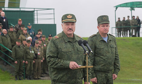 Belarus President Alexander Lukashenko attends the Zapad 2017 exercise