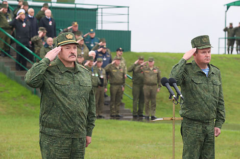 Belarus President Alexander Lukashenko attends the Zapad 2017 exercise