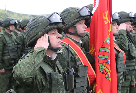 Inspection of the troops involved in the Belarusian-Russian strategic army exercise Zapad 2017