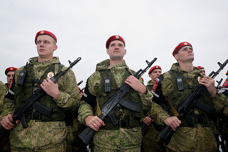 Inspection of the troops involved in the Belarusian-Russian strategic army exercise Zapad 2017