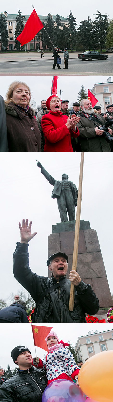 Flowers and wreaths laid at the Vladimir Lenin Monument in Brest