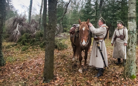 Cavalry on the march along the former front line