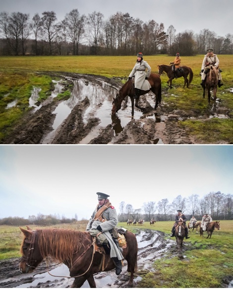 Cavalry on the march along the former front line
