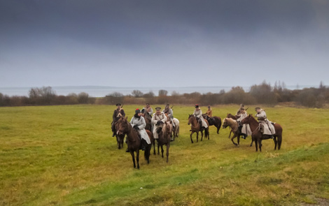 Cavalry on the march along the former front line