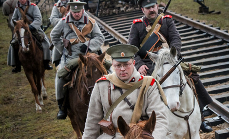 Cavalry on the march along the former front line