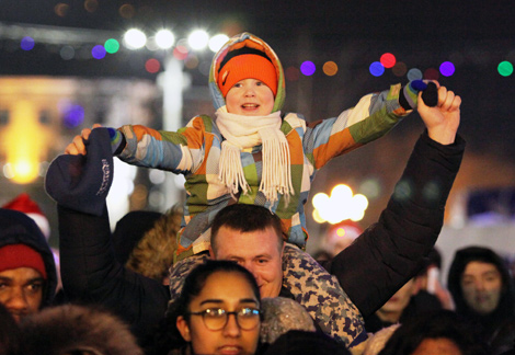 New Year's celebrations near the city's main Christmas tree in Vitebsk