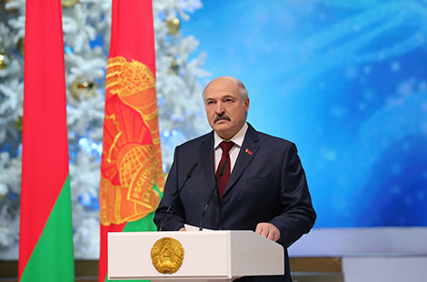 Belarus President Alexander Lukashenko during the ceremony to bestow For Spiritual Revival awards and special prizes for the year 2017 accomplishments