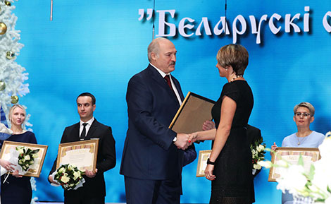 Belarusian Sport Olympus Award is presented to Olga Vlasova, the chief coach of the Belarusian national trampoline team