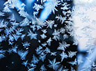 Frost patterns on the window of a Belarus tractor