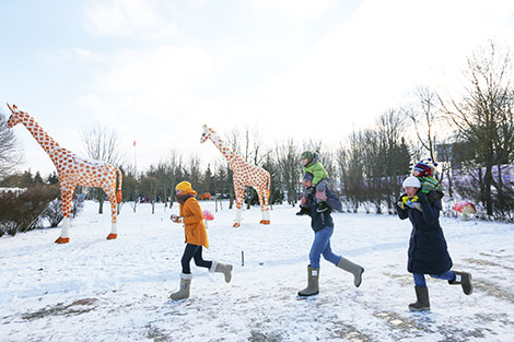 Funny race in felt boots in Minsk 