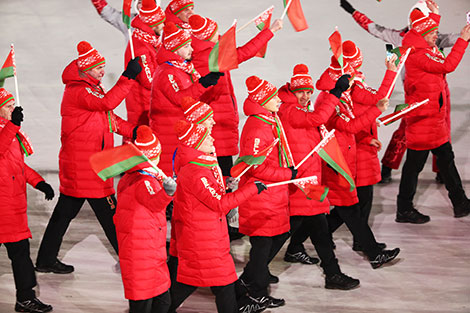 Team Belarus at Winter Olympics opening ceremony 