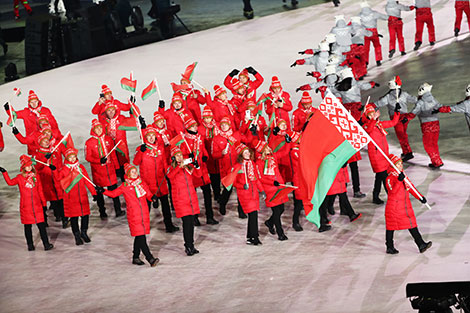 Team Belarus at Winter Olympics opening ceremony 