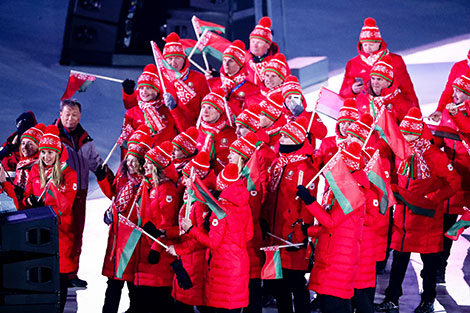 Team Belarus at Winter Olympics opening ceremony 