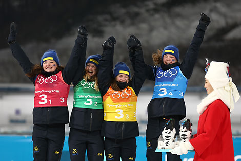 Silver went to the Swedish team of Linn Persson, Mona Brorsson, Anna Magnusson and Hanna Oeberg