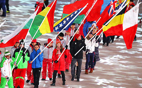 Пхёнчхан-2018: сборная Беларуси на закрытии Олимпийских игр в Южной Корее
