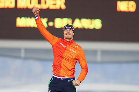 Hein Otterspeer (Netherlands) victorious in the Men’s 500m