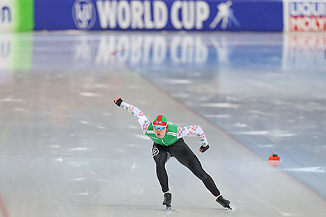 Belarusian Ignat Golovatyuk competes in the Men’s 1000m