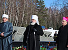 Flower ceremony at the Eternal Flame  in Khatyn Memorial