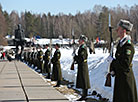 Flower ceremony at the Eternal Flame  in Khatyn Memorial
