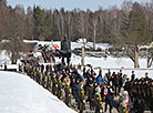 Flower ceremony at the Eternal Flame  in Khatyn Memorial