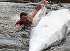 The kayaking coach Vasily Kalach presents a self-made kayak