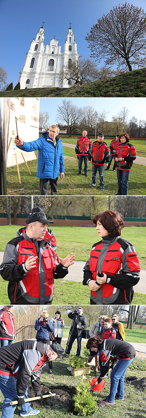 Наталья Кочанова на субботнике в родном Полоцке