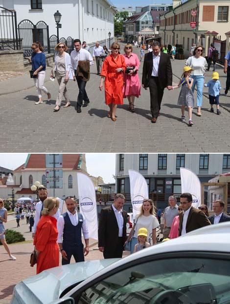 Minsk Mayor Andrei Shorets and Sweden's Ambassador to Belarus Christina Johannesson