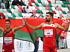 Belarus’ Stanislau Darahakupets is second in the men’s 200m, Aliaksandr Linnik (Belarus) finishes third