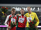 Men’s High Jump: Belarus’ Andrei Skabeika (silver), Belarus’ Maksim Nedasekau (gold), Lithuania’s Adrijus Glebauskas (bronze)