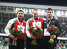 Men’s Hammer Throwing: Belarus’ Ivan Tikhon (silver), Belarus’ Pavel Bareisha (gold), Moldova’s Serghei Marghiev (bronze).