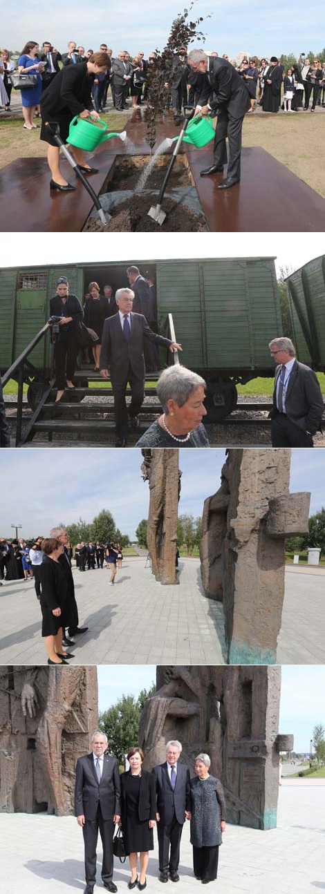 Федеральный Президент Австрии Александр Ван дер Беллен с супругой Дорис Шмидауэр посадили дерево в мемориальном комплексе 